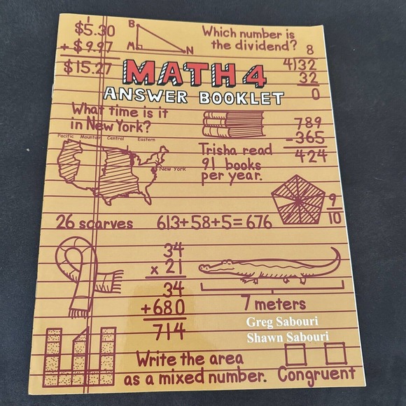 Teaching Textbooks Math 4 Answer Booklet Sabouri Paperback Like New - Picture 1 of 2
